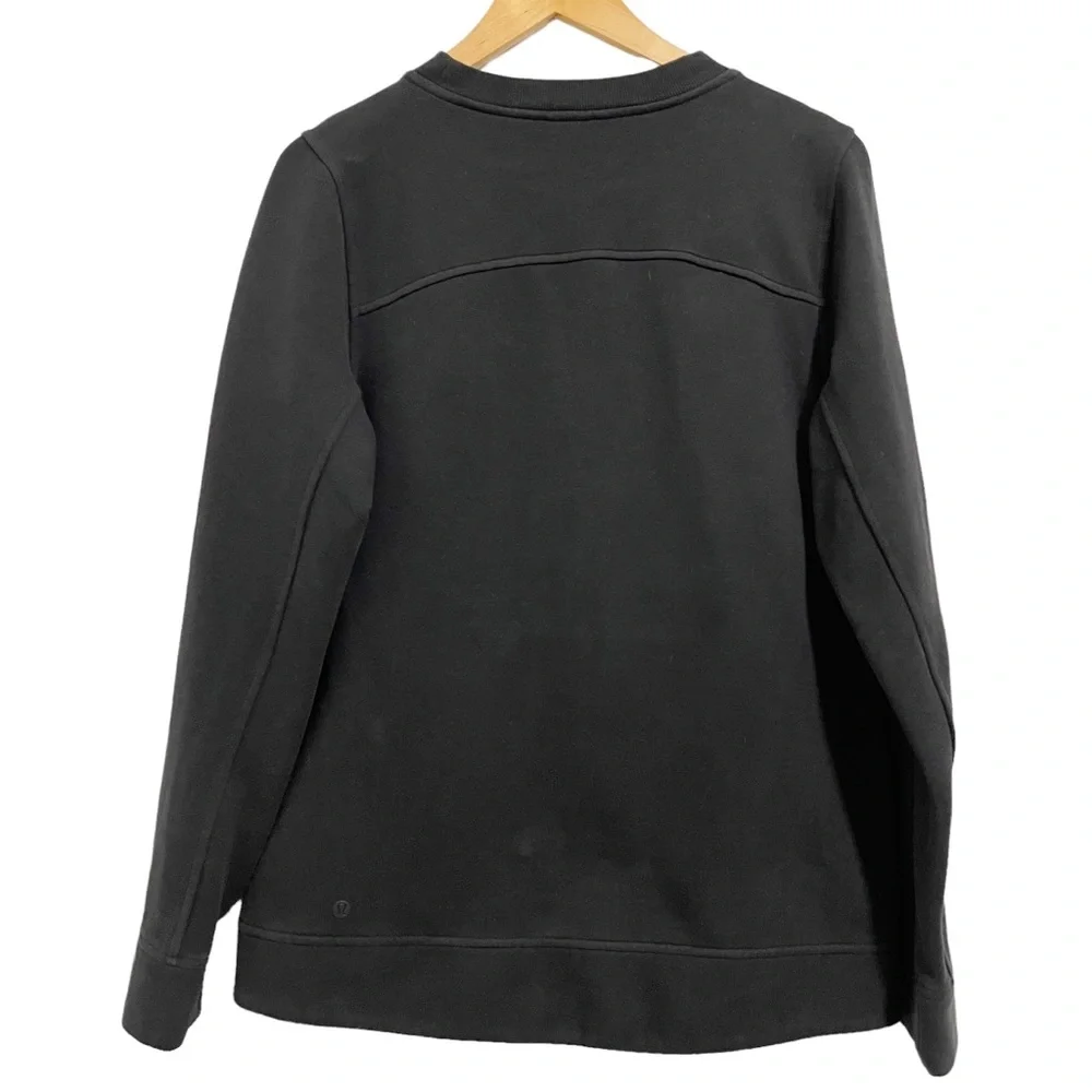 Lululemon Be True Crew Neck Black Fleece Sweatshirt Top 8